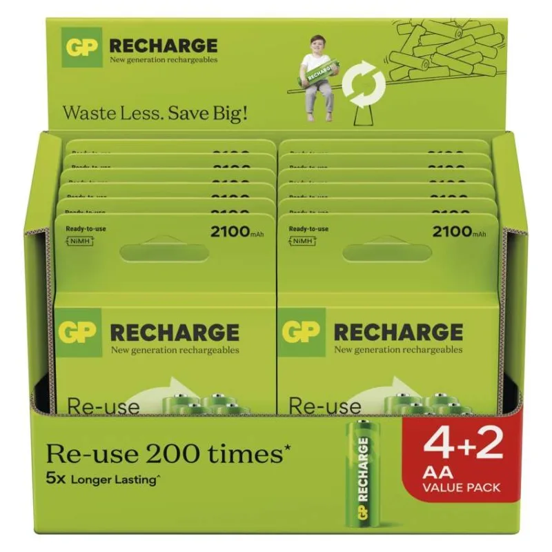 Nabíjacia batéria GP Recharge 2100 AA (HR6) 6 ks – Obrázok 6