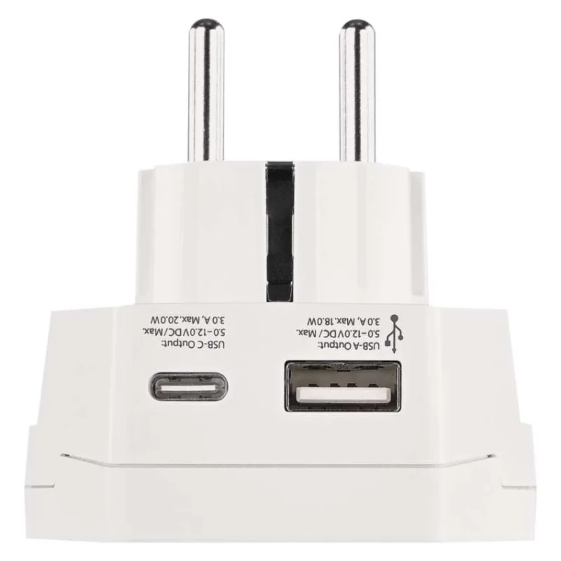 Cestovný univerzálny adaptér pre cudzincov do strednej Európy, 1×USB-C, 1×USB-A – Obrázok 9