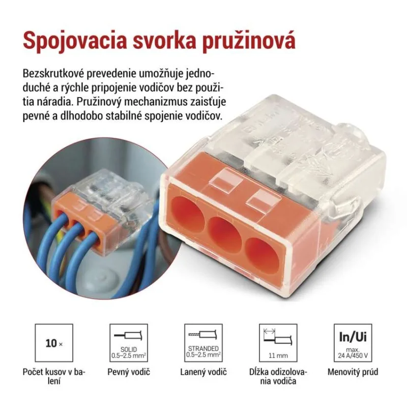 Pružinová spojovacia svorka 3×0,5, 10 ks – Obrázok 3