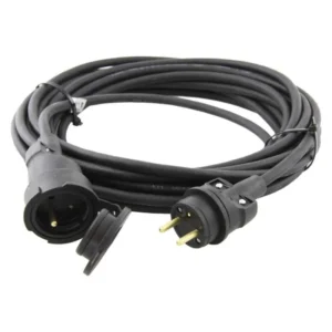 Vonkajší predlžovací kábel 10 m / 1 zásuvka / čierny / guma / 230 V / 1,5 mm2