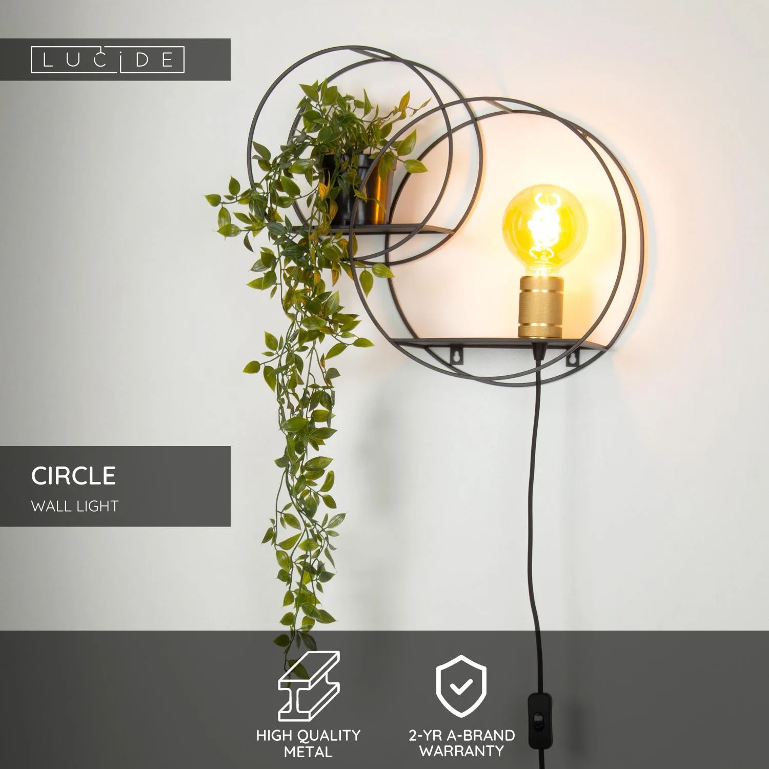 CIRCLE - Nástenné svetlo - 1xE27 - Čierne – Obrázok 3