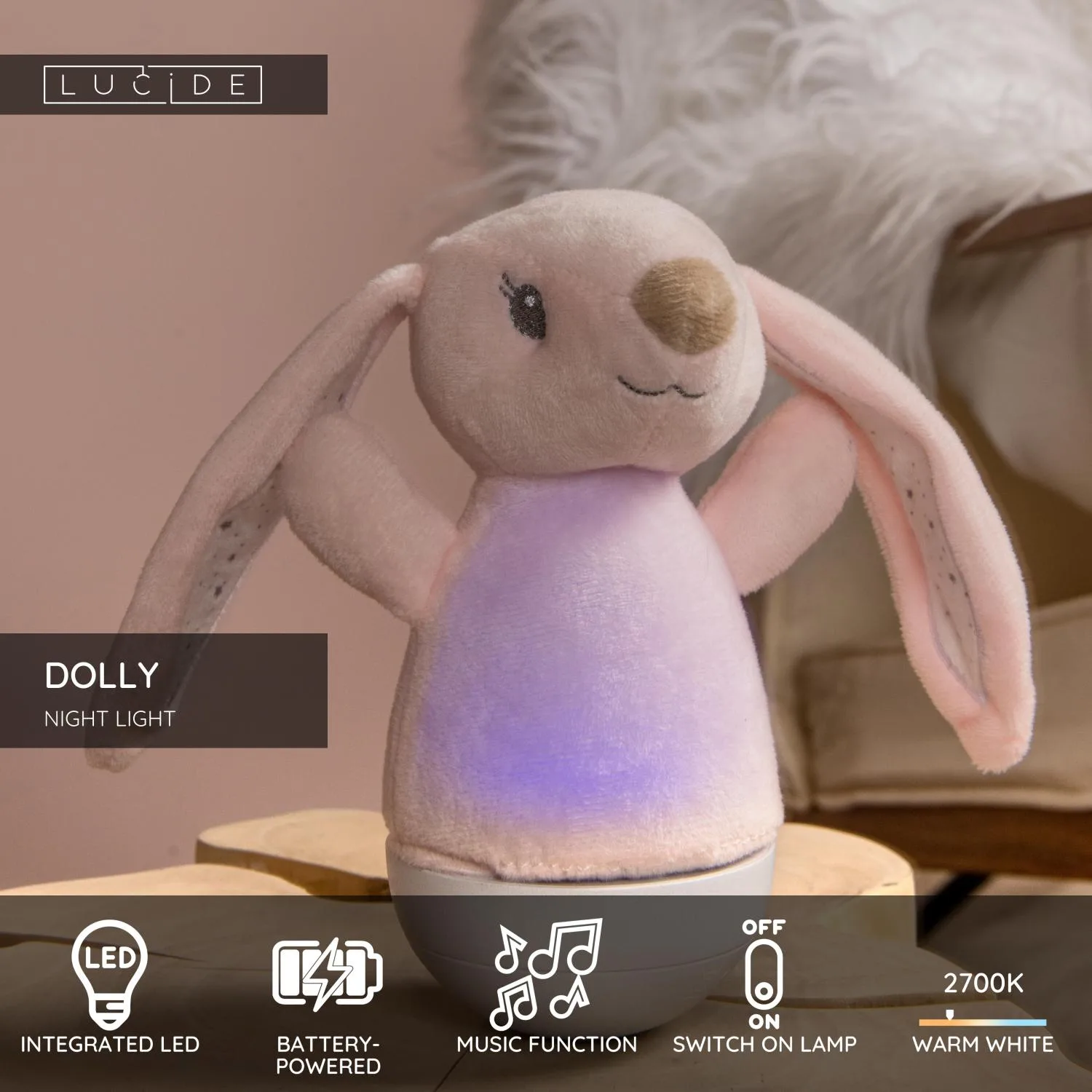 DOLLY - Nočné svetlo pre deti - Batérie - LED - 1x3W 2700K - S hudobnou funkciou – Obrázok 27