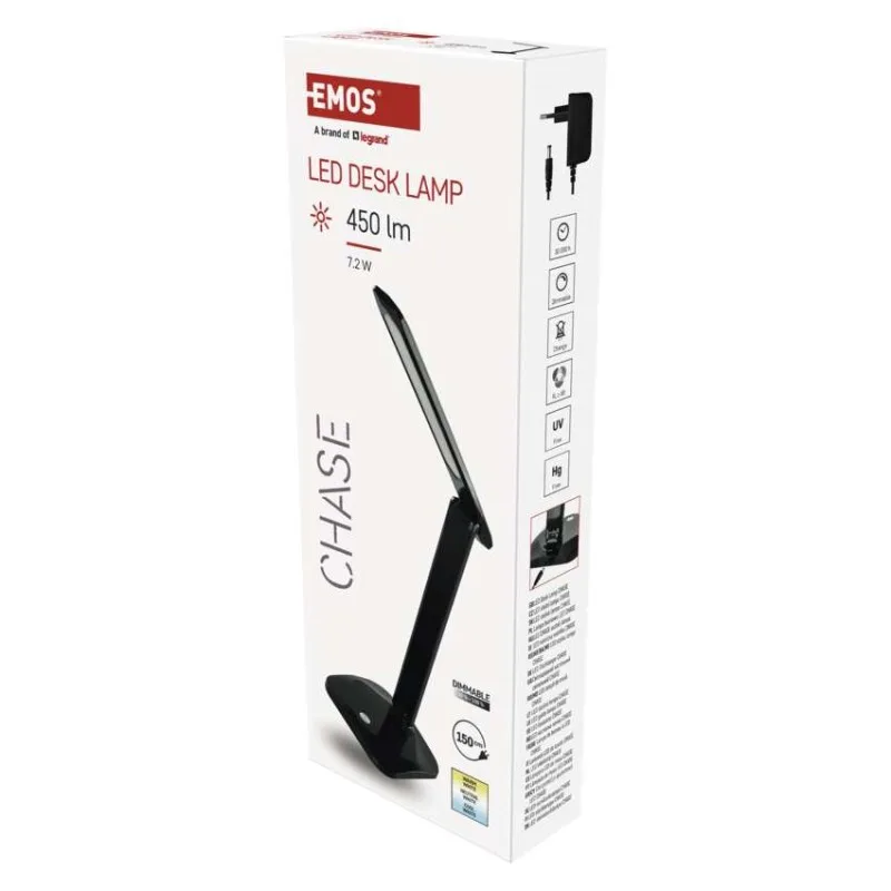LED stolná lampa CHASE, čierna – Obrázok 4