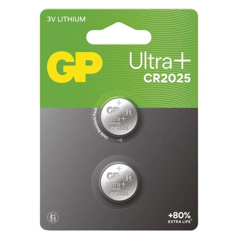 Lítiová gombíková batéria GP Ultra plus CR2025, 2 ks