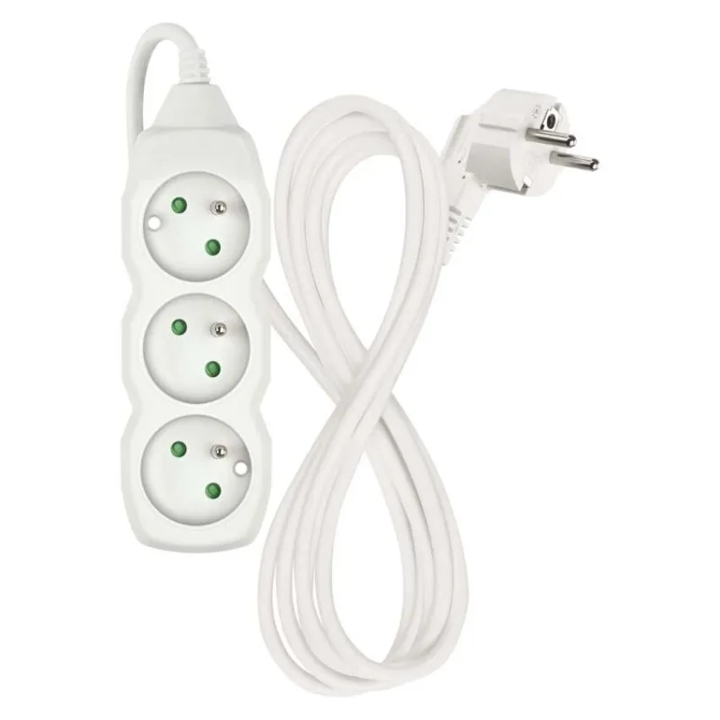 Predlžovací kábel 2 m / 3 zásuvky / biely / PVC / 1 mm2 – Obrázok 3