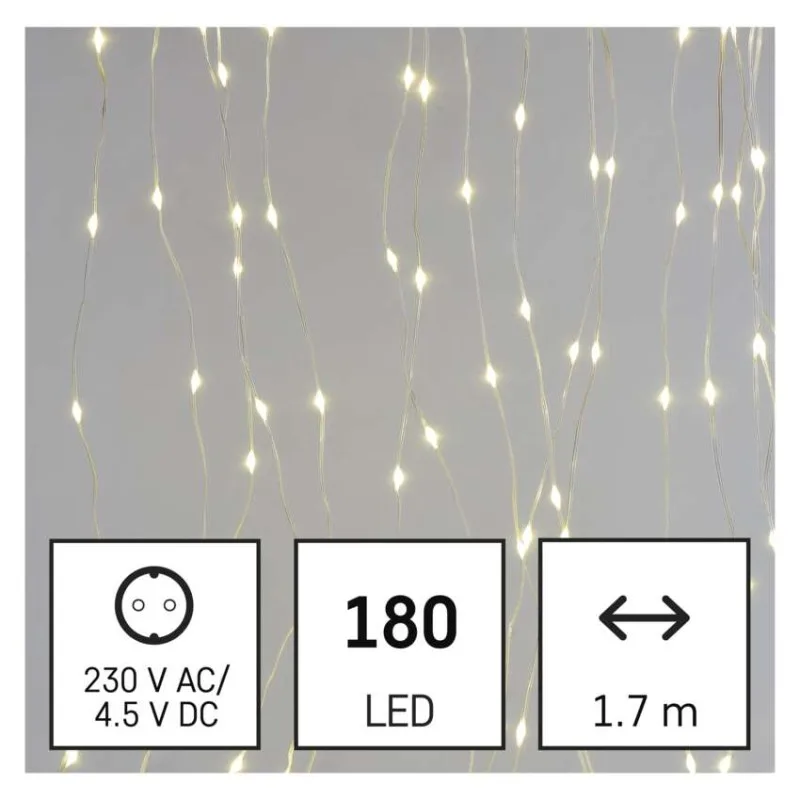 LED vianočná drop reťaz – záclona, 1,7x1,5 m, vonkajšia aj vnútorná, teplá biela, programy – Obrázok 3