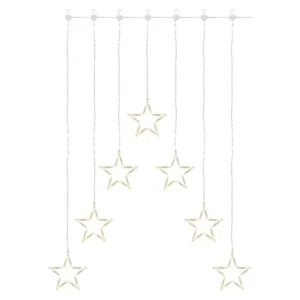 LED vianočný záves – 7 hviezd, 67x125 cm, vnútorný, teplá biela