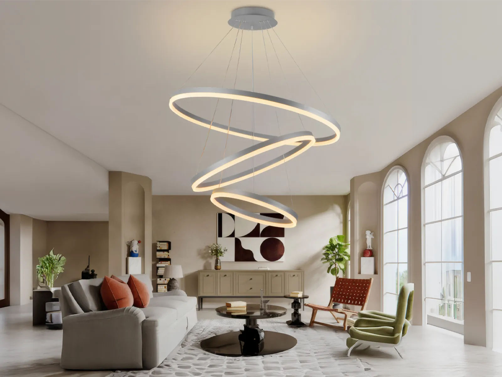 LED závesné svietidlo na lanku + diaľkový ovládač 125W - J4313/S – Obrázok 4