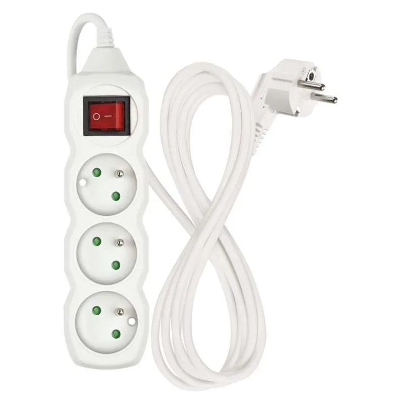 Predlžovací kábel 2 m / 3 zásuvky / s vypínačom / biely / PVC / 1 mm2 – Obrázok 2