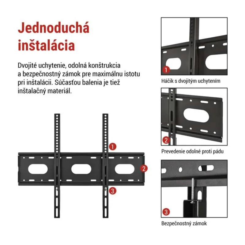 Pevný nástenný TV držiak 42–100" (107–254 cm) – Obrázok 5