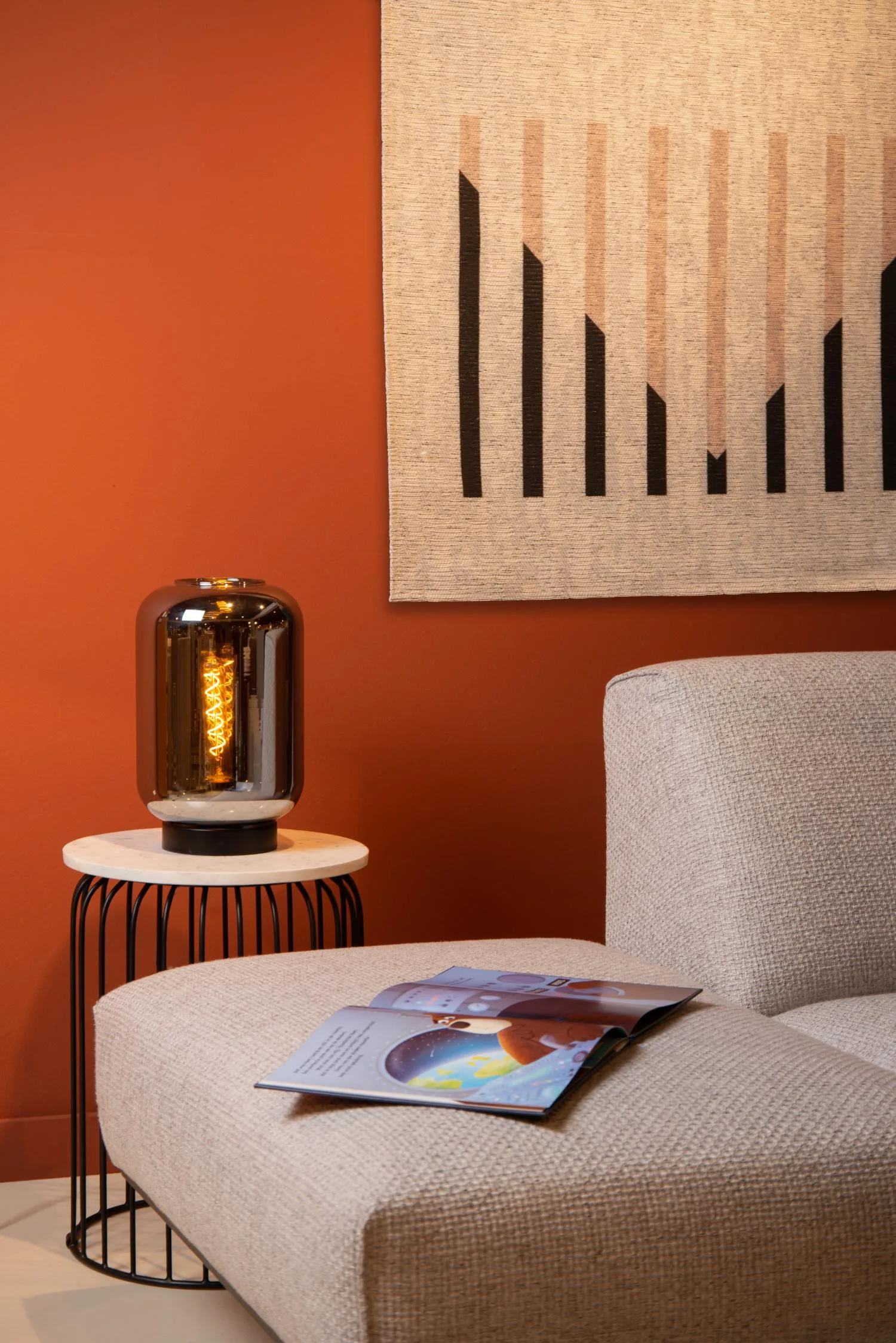 JOANET - Stolná lampa - Ø 22 cm - 1xE27 - Smoke Grey – Obrázok 4