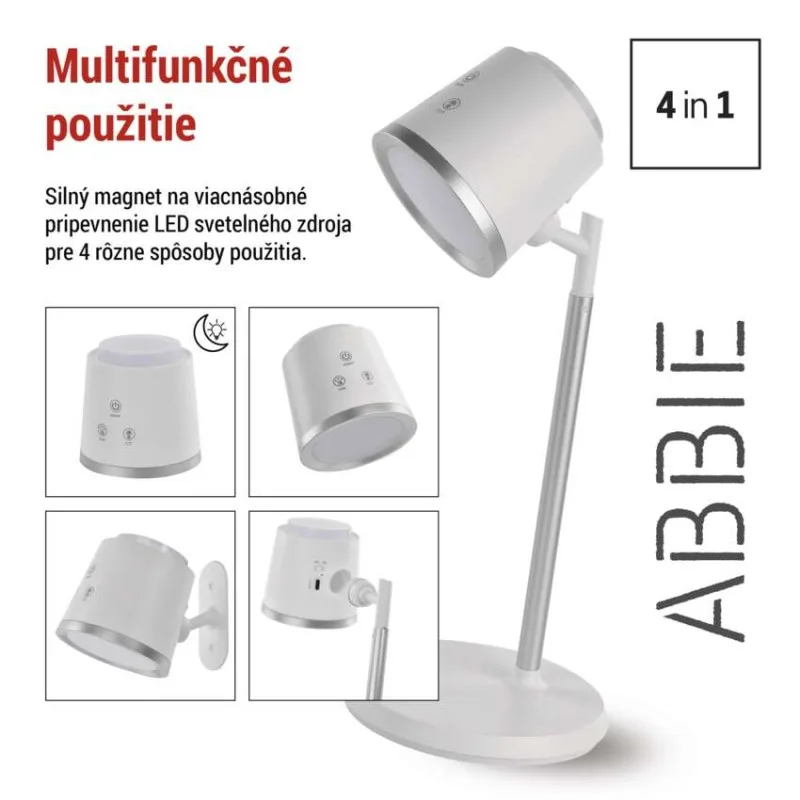 LED stolná lampa ABBIE, dobíjacia, biela – Obrázok 5