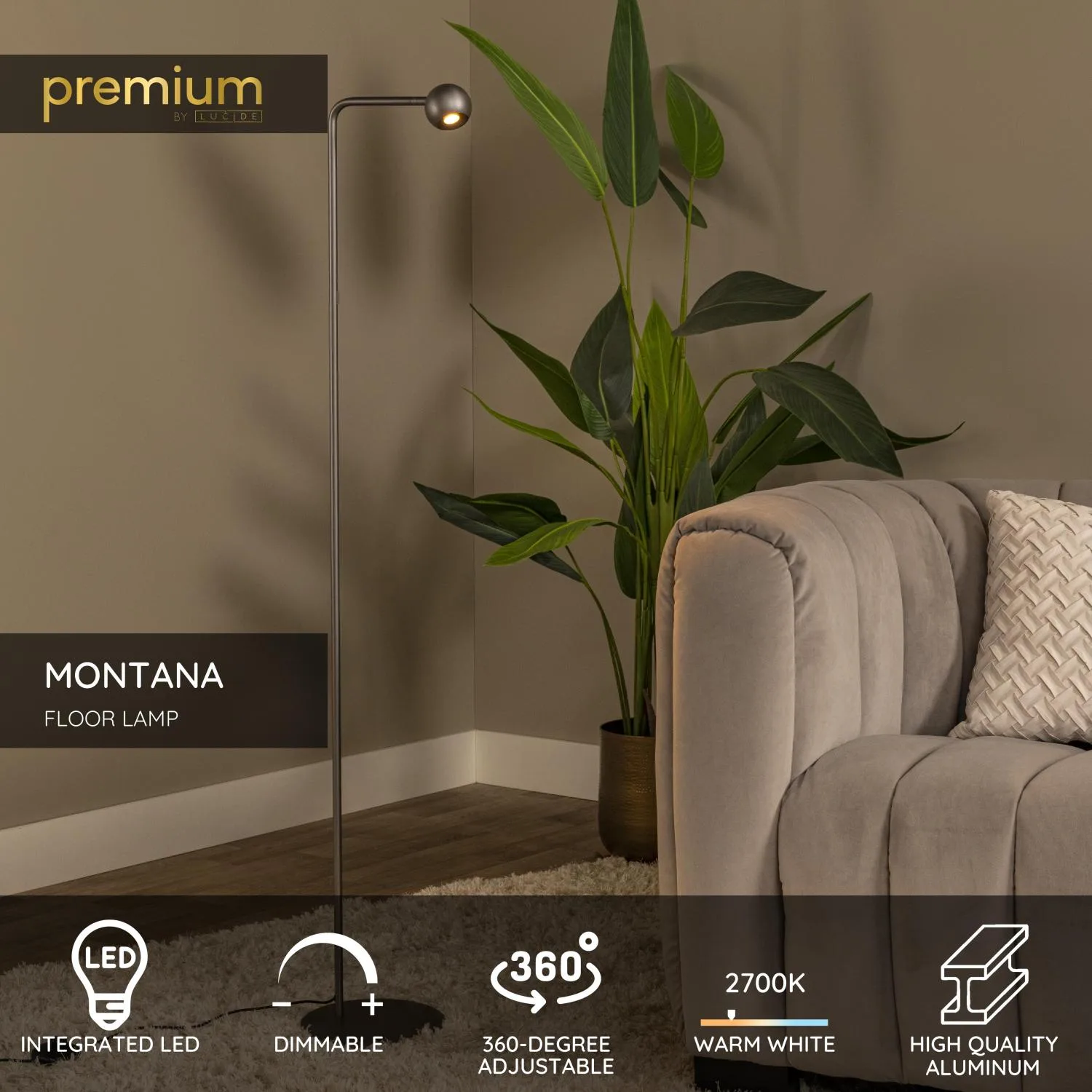 MONTANA - Stojaca lampa - LED tlmená - 1x6,3W 2700K – Obrázok 3