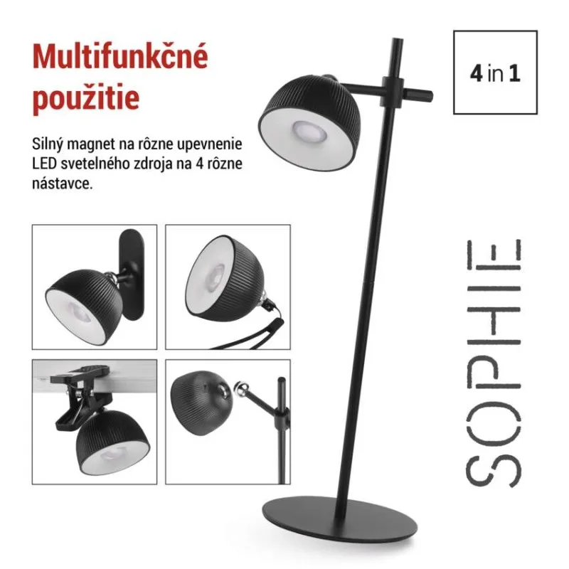 LED stolná lampa SOPHIE, dobíjacia, čierna – Obrázok 5