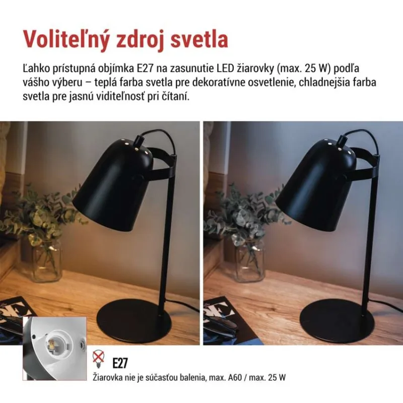 Stolná lampa NINA, čierna – Obrázok 5