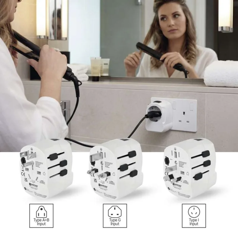 Cestovný univerzálny adaptér do zahraničia (USA, Ázia, Afrika), 1×USB-C, 1×USB-A – Obrázok 3