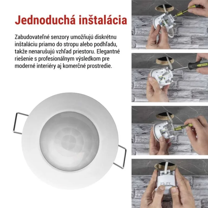 PIR senzor (pohybové čidlo) IP20 1200W, biely – Obrázok 4