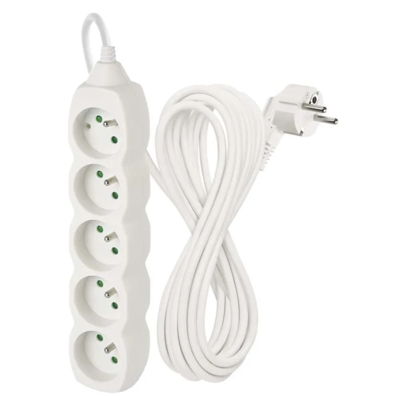 Predlžovací kábel 7 m / 5 zásuviek / biely / PVC / 1 mm2 – Obrázok 2
