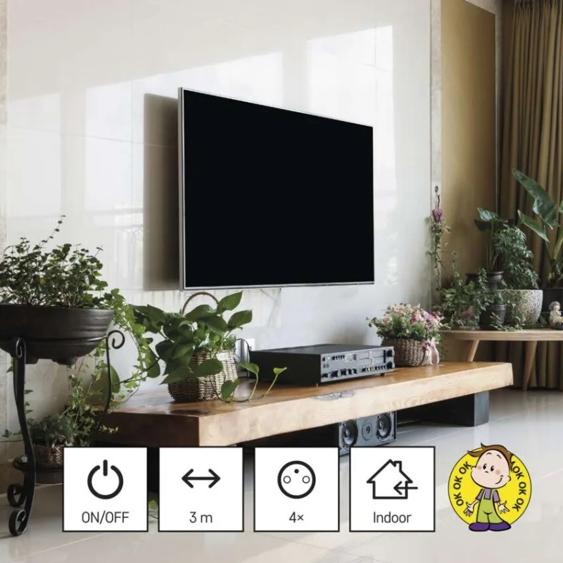 Predlžovací kábel 3 m / 4 zásuvky / s vypínačom / čierny / PVC / 1,5 mm2 – Obrázok 6