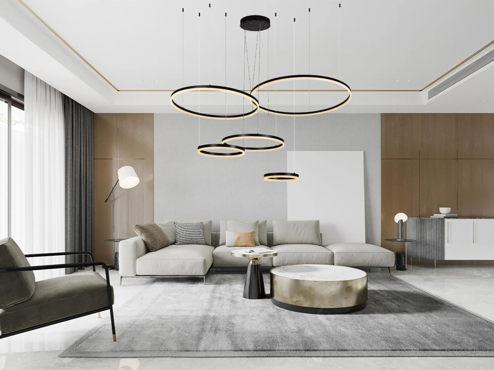 LED závesné svietidlo s diaľkovým ovládačom 220W – Obrázok 17