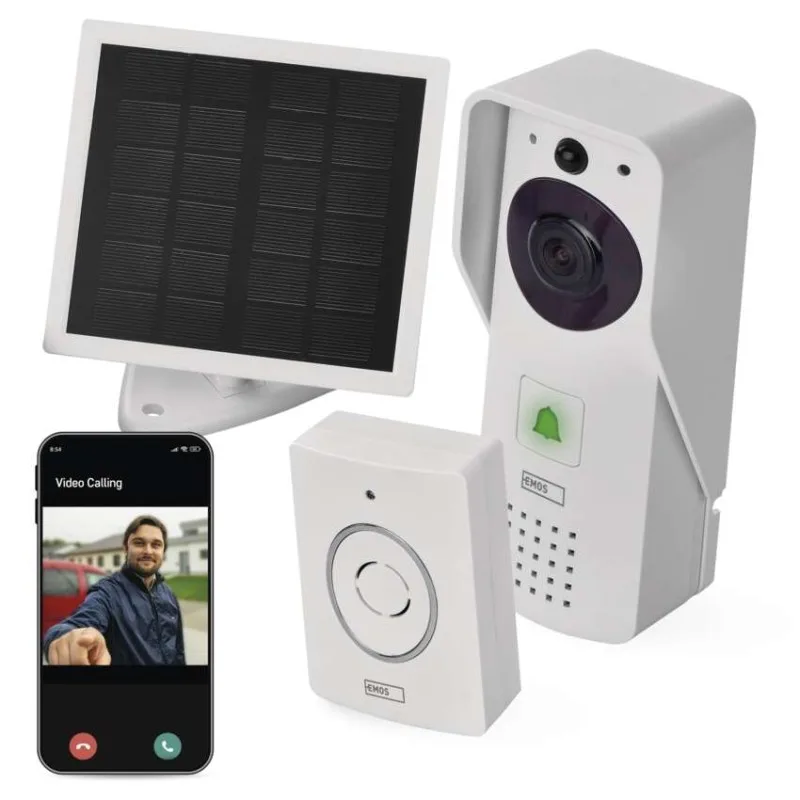 GoSmart Domový bezdrôtový batériový videozvonček IP-09D s WiFi a solárnym panelom