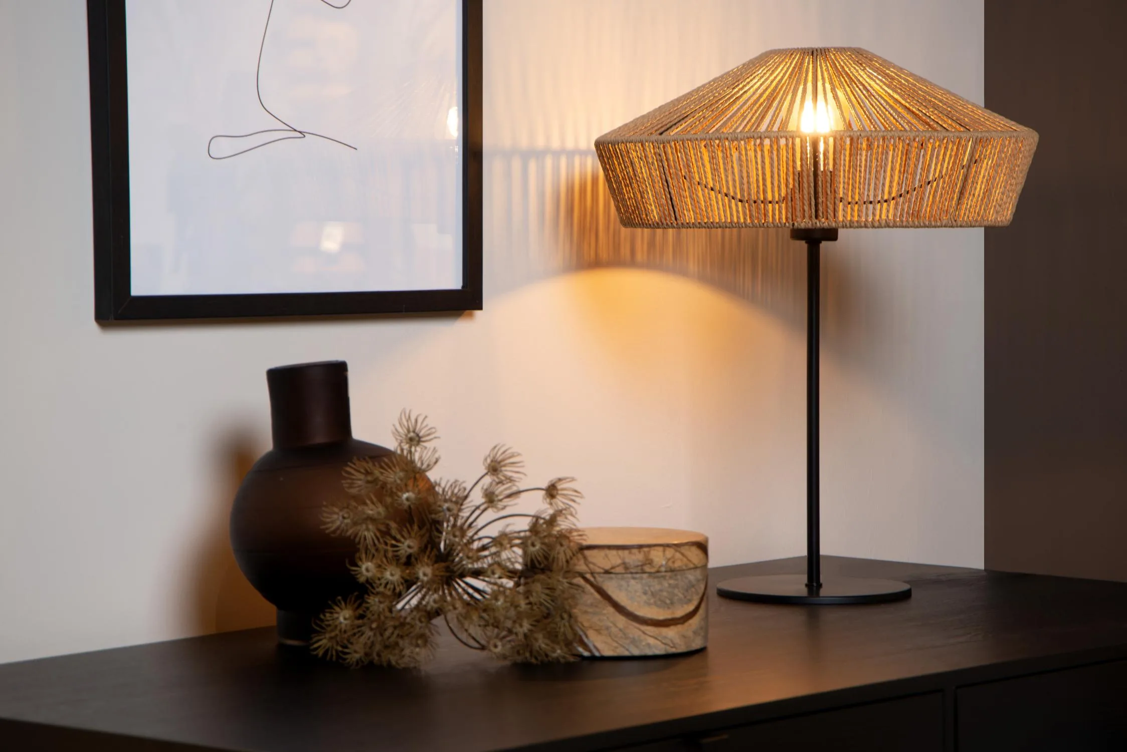 YUNKAI – Stolná lampa – Ø 40 cm – 1xE27 – prírodná – Obrázok 4
