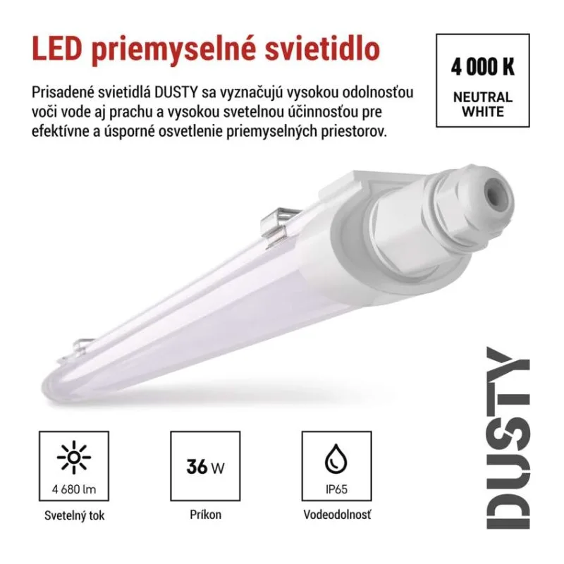 LED prachotesné svietidlo DUSTY 36W neutrálna biela, IP65 – Obrázok 3