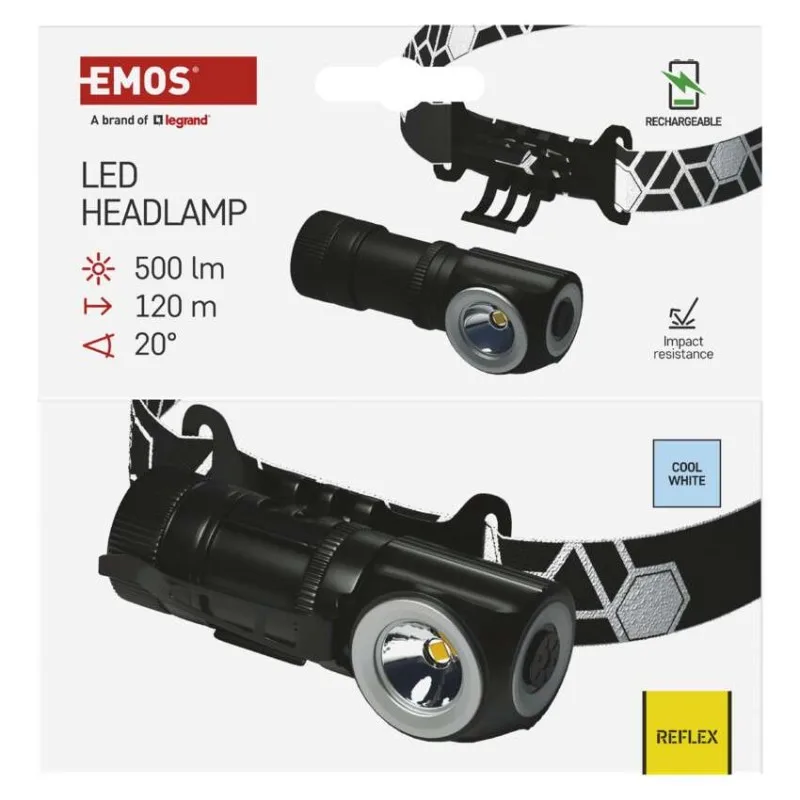 LED nabíjacia čelovka P3544, 500 lm, Li-Ion 800 mAh – Obrázok 2