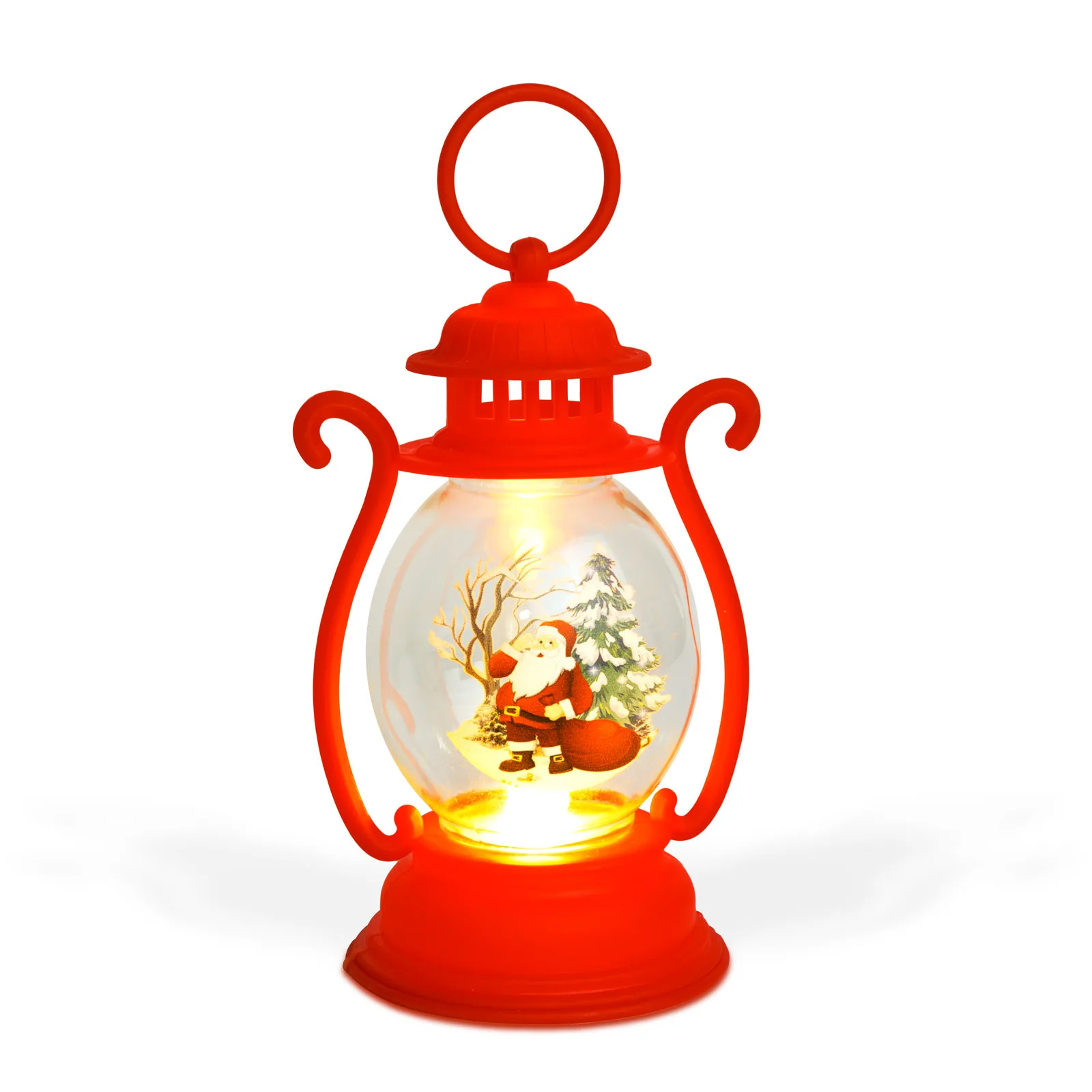 Vianočná dekorácia – lampáš – Santa – červený – 16,5 x 7 cm – 3 x LR44 – Obrázok 3