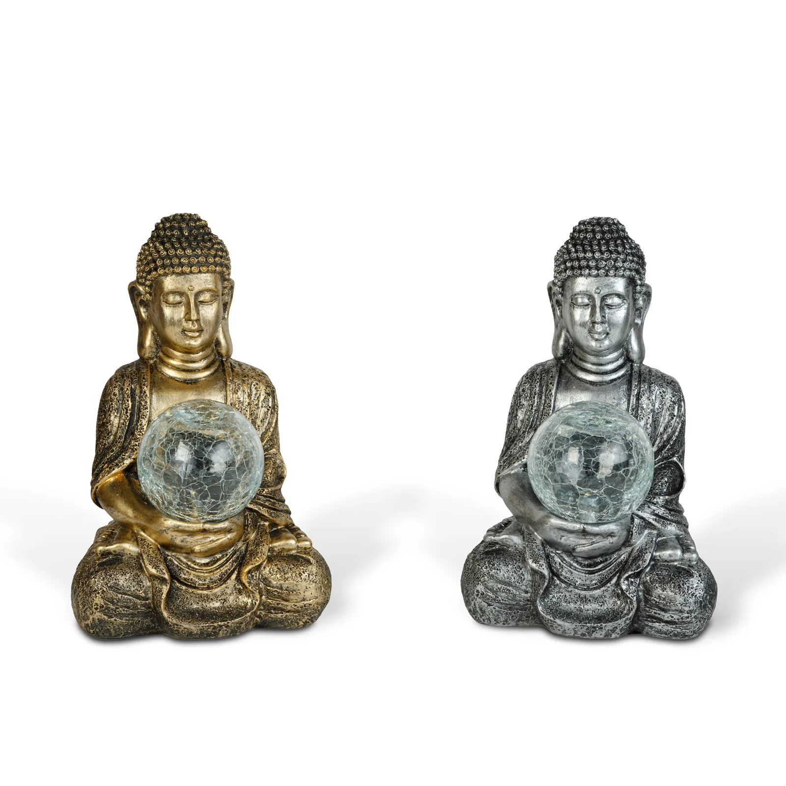 Solárny Buddha – 1 teplá biela LED – živica – 17 x 15 x 26 cm – 2 druhy – Obrázok 2