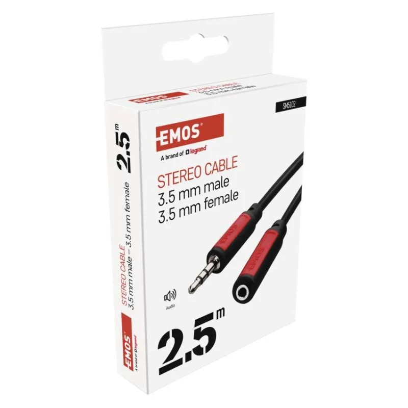 JACK kábel 3,5mm stereo, vidlica - 3,5mm zásuvka 2,5m – Obrázok 6
