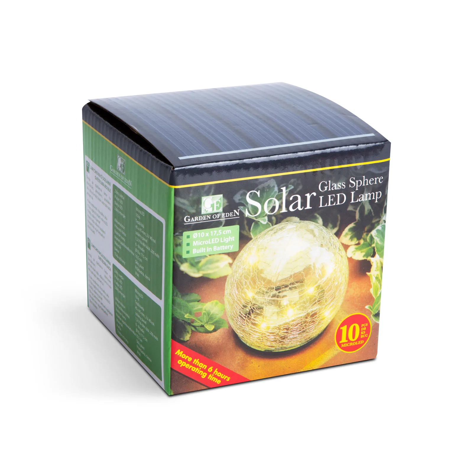 Zapichovacia solárna sveteľná guľa - 10 cm - 10 teplých bielych LED – Obrázok 3