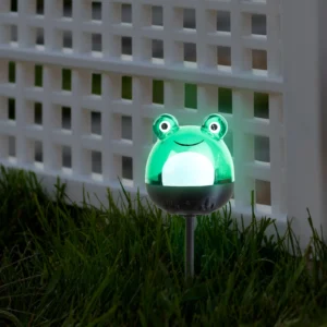 LED solárna lampa - žaba - studená biela - zelená - 150 x 50 x 50 mm