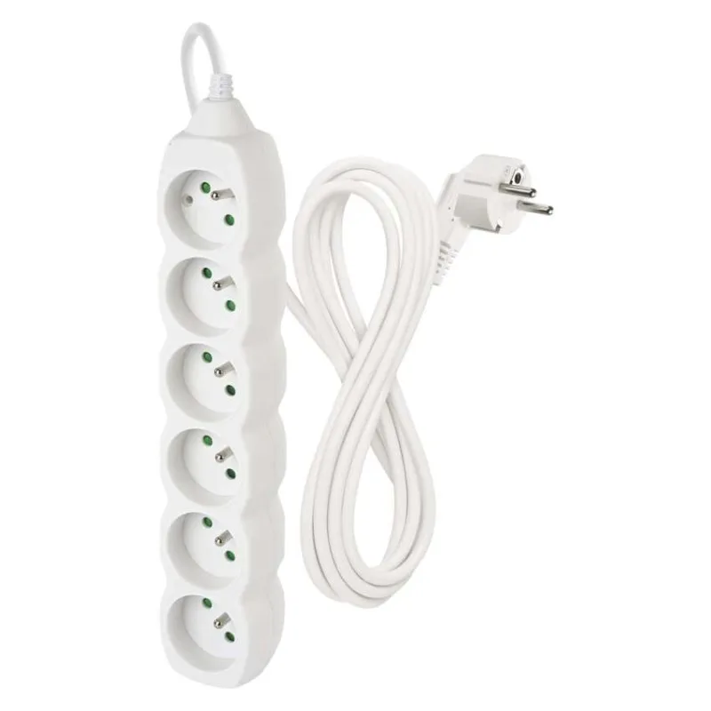 Predlžovací kábel 3 m / 6 zásuviek / biely / PVC / 1,5 mm2 – Obrázok 2