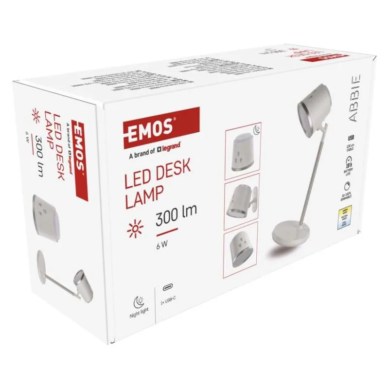 LED stolná lampa ABBIE, dobíjacia, biela – Obrázok 14