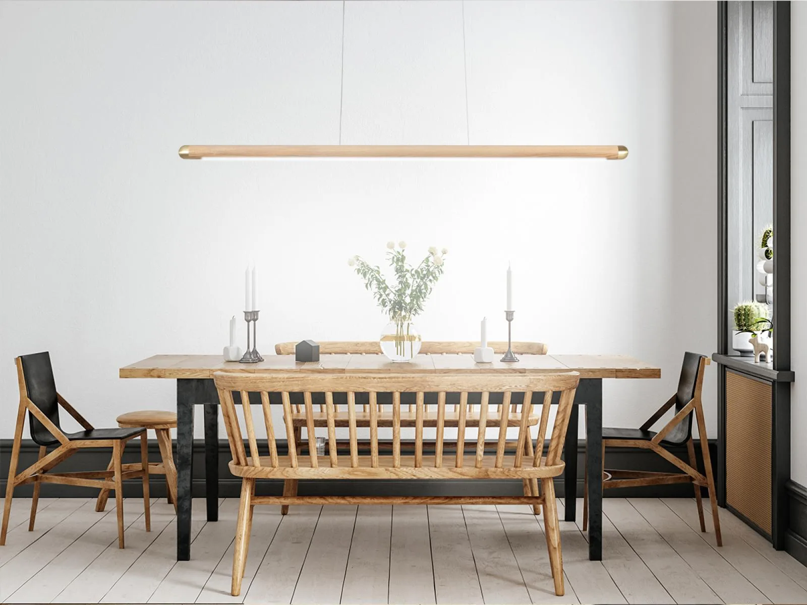 Drevený luster na lanku z masívneho dreva LED 22W / 1200 - WRL0521 – Obrázok 4