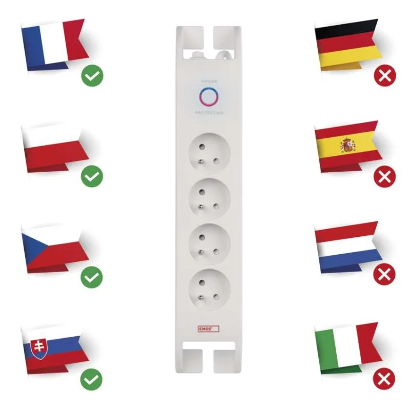 Prepäťová ochrana 900J – 4 zásuvky, 2m, biela – Obrázok 9
