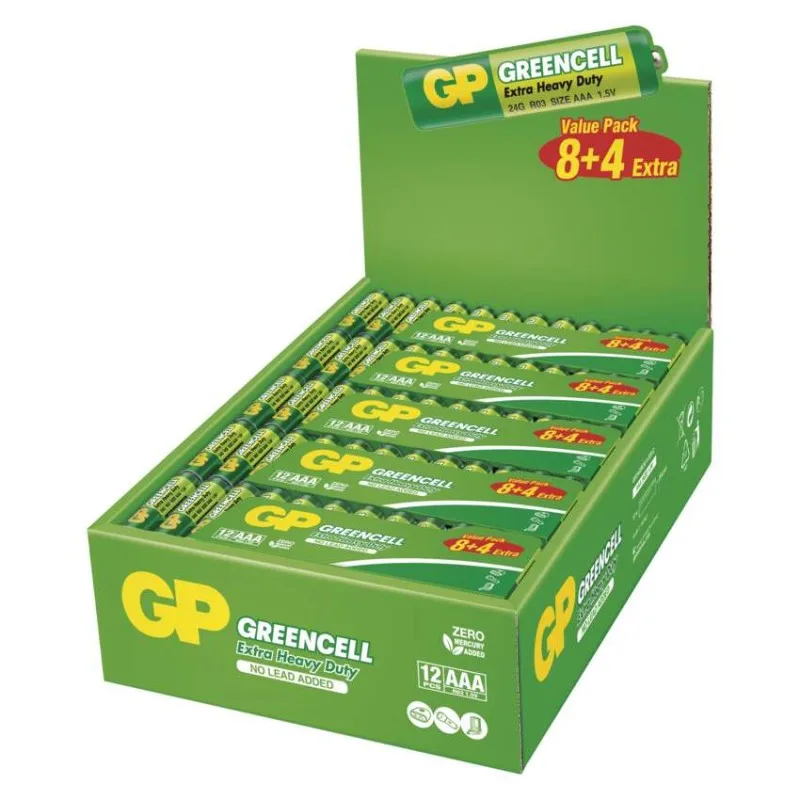 Zinko-chloridová batéria GP Greencell R03 (AAA), 12 ks – Obrázok 6
