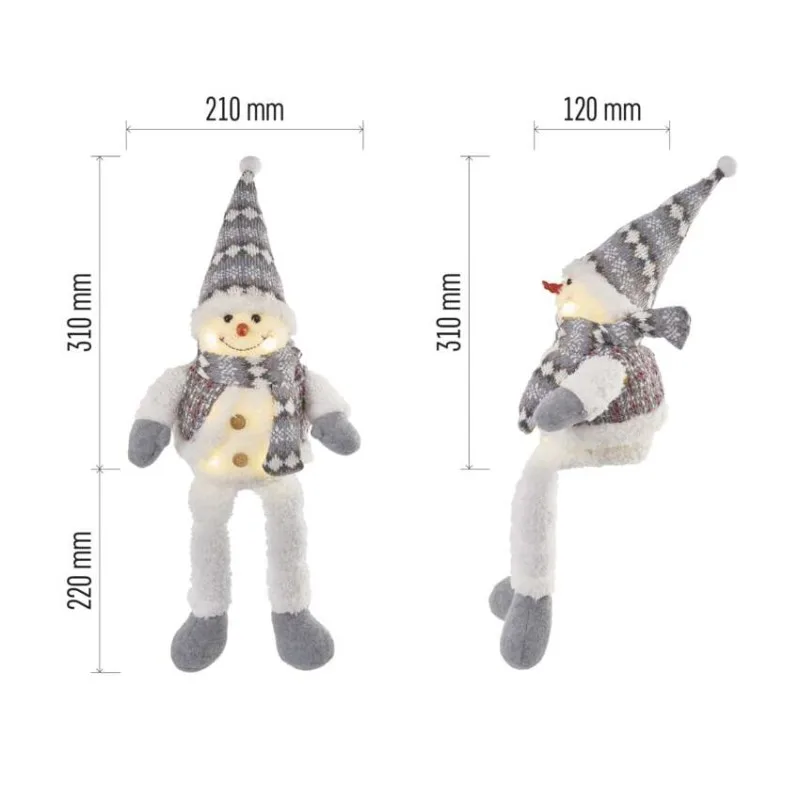 LED vianočný snehuliak sediaci, 31 cm, 3× AA, vnút., teplá biela – Obrázok 4