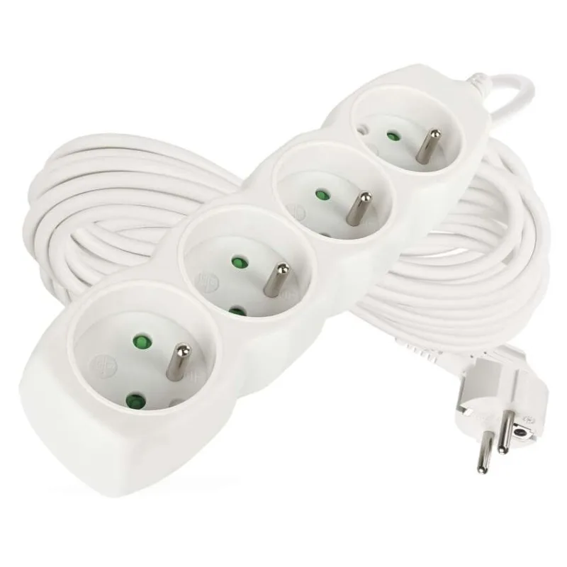 Predlžovací kábel 10 m / 4 zásuvky / biely / PVC / 1 mm2