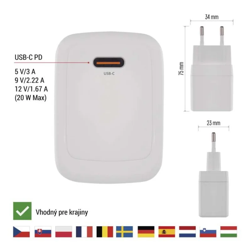 Univerzálny USB adaptér GaN do siete PD 20 W max. – Obrázok 5
