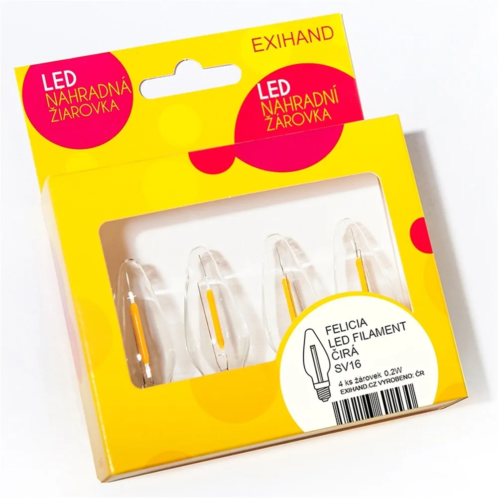 Blister so 4 priehľadnými žiarovkami FELICIA LED FILAMENT 14 V/0,2 W