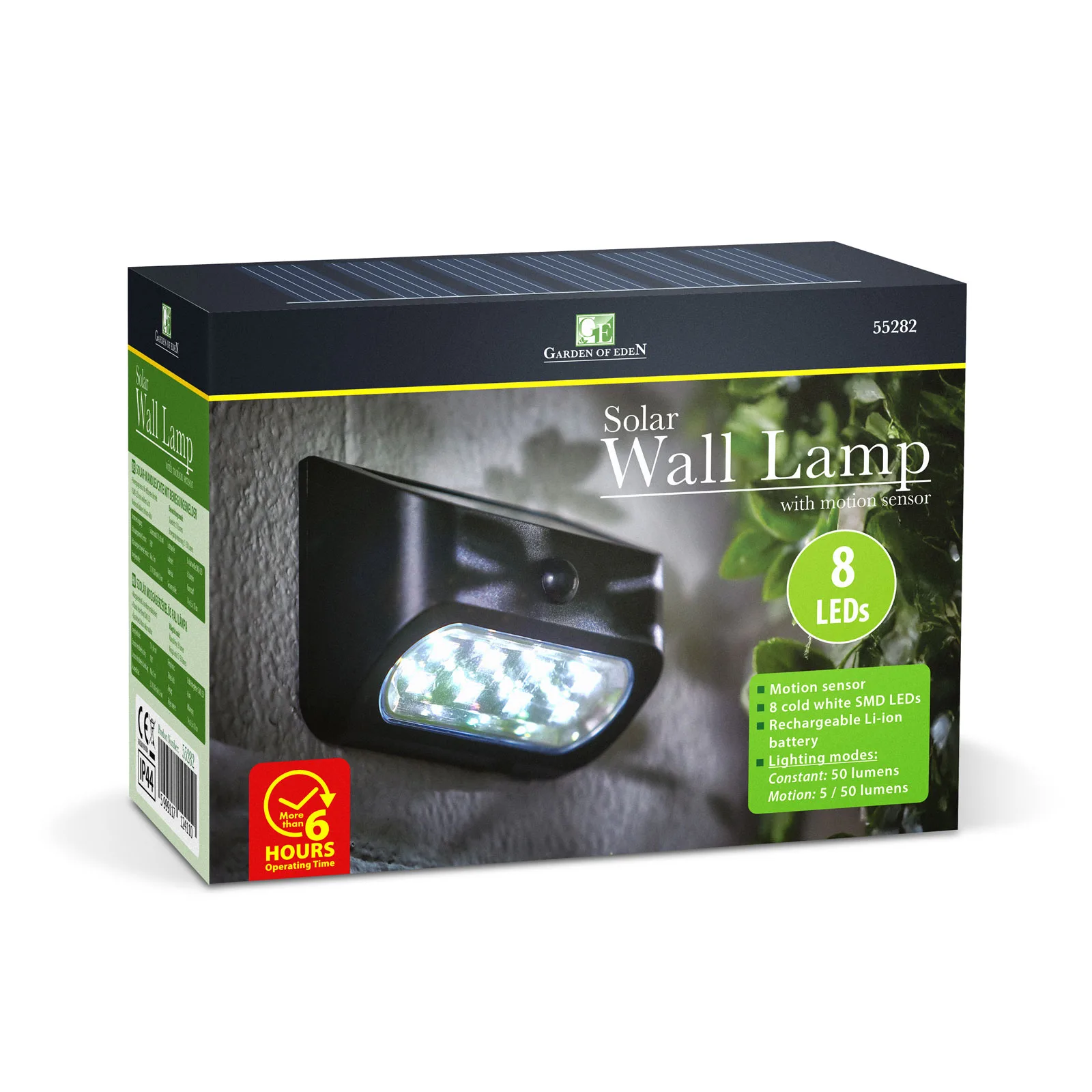 Solárne svietidlo s pohybovým senzorom – 14 x 6,5 x 10 cm – 8 x SMD LED – Obrázok 3