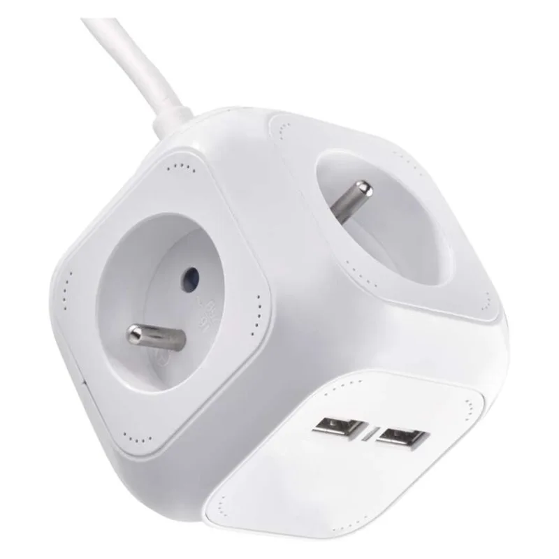Predlžovací kábel - kocka 1,9 m / 4 zásuvky / biely / PVC / s USB / 1 mm2 – Obrázok 11