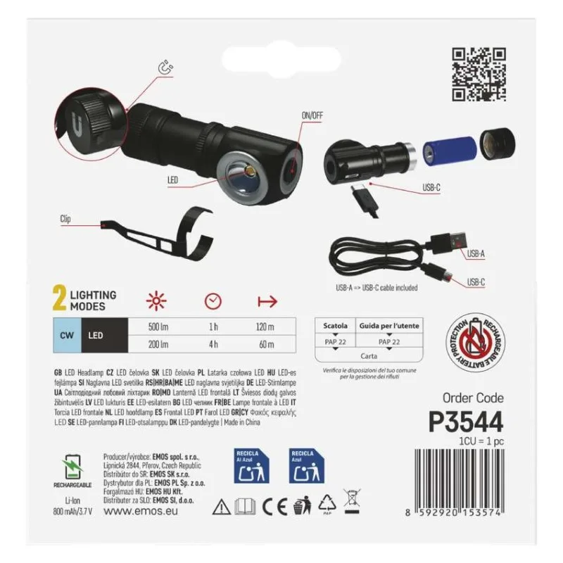 LED nabíjacia čelovka P3544, 500 lm, Li-Ion 800 mAh – Obrázok 14