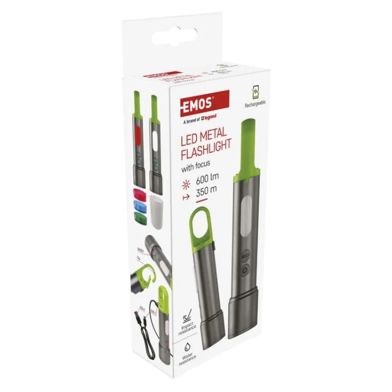 LED nabíjacie ručné kovové svietidlo, 600 lm, 1 200 mAh – Obrázok 12