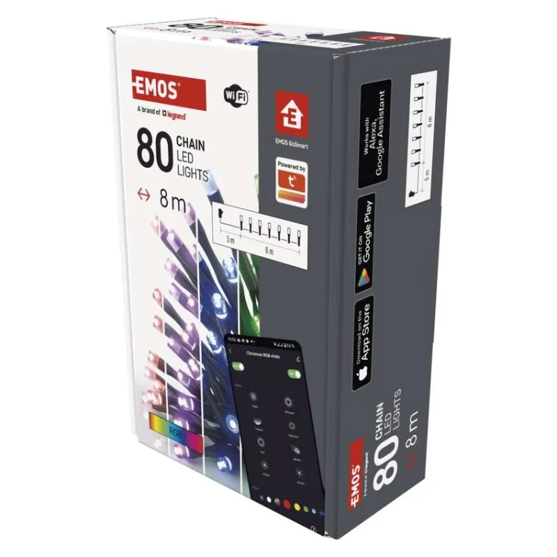 GoSmart LED vianočná reťaz, 8 m, vonkajšia aj vnútorná, RGB, programy, časovač, wifi – Obrázok 3