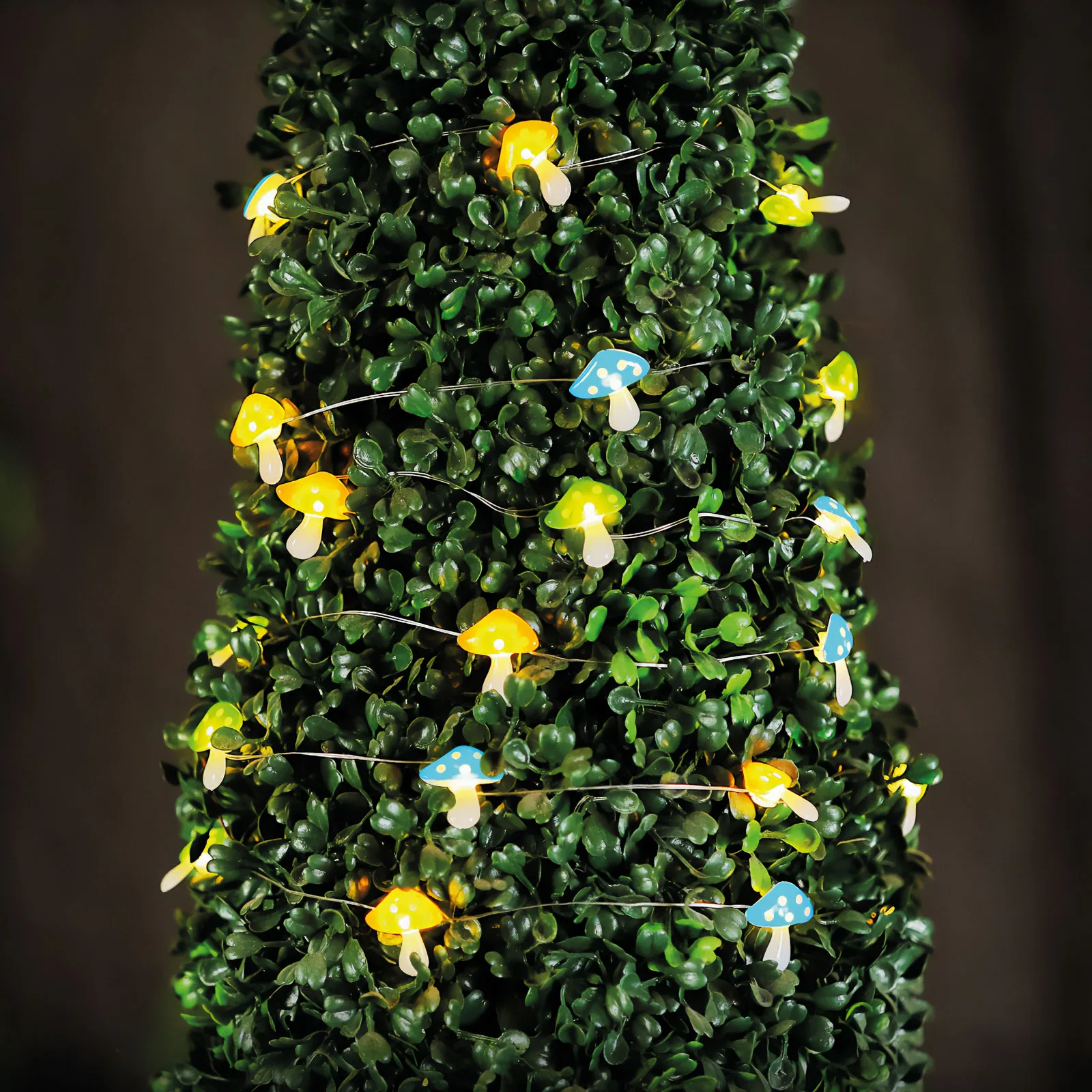 Solárna LED svetelná reťaz – huby – 2,4 m – 25 LED – teplá biela