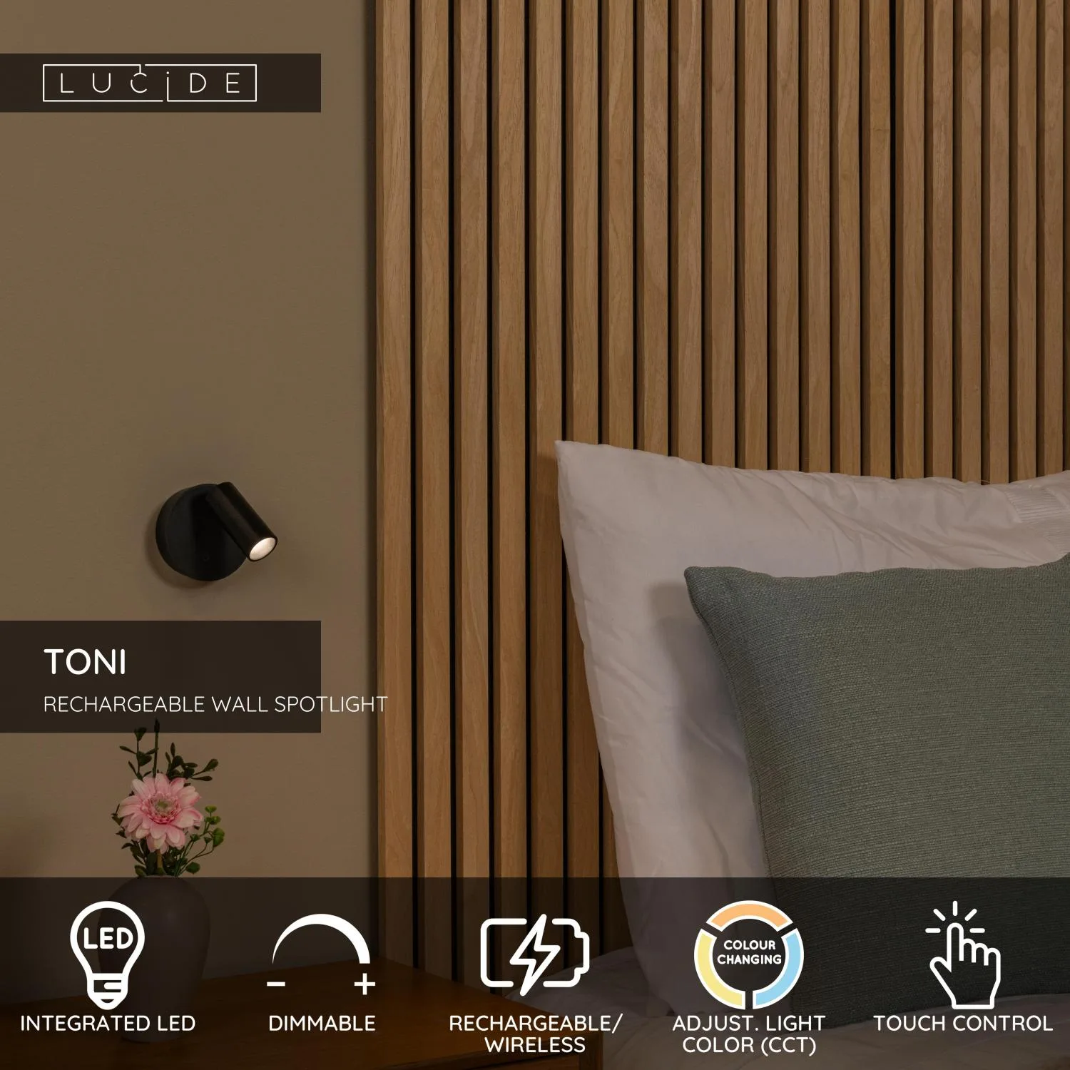 TONI – Nabíjateľný nástenný reflektor / nástenné svietidlo – Akumulátor – Ø 8,1 cm – Stmievateľné LED – CCT – 1x2 W 2700 K/4000 K – Magnetické – Obrázok 10