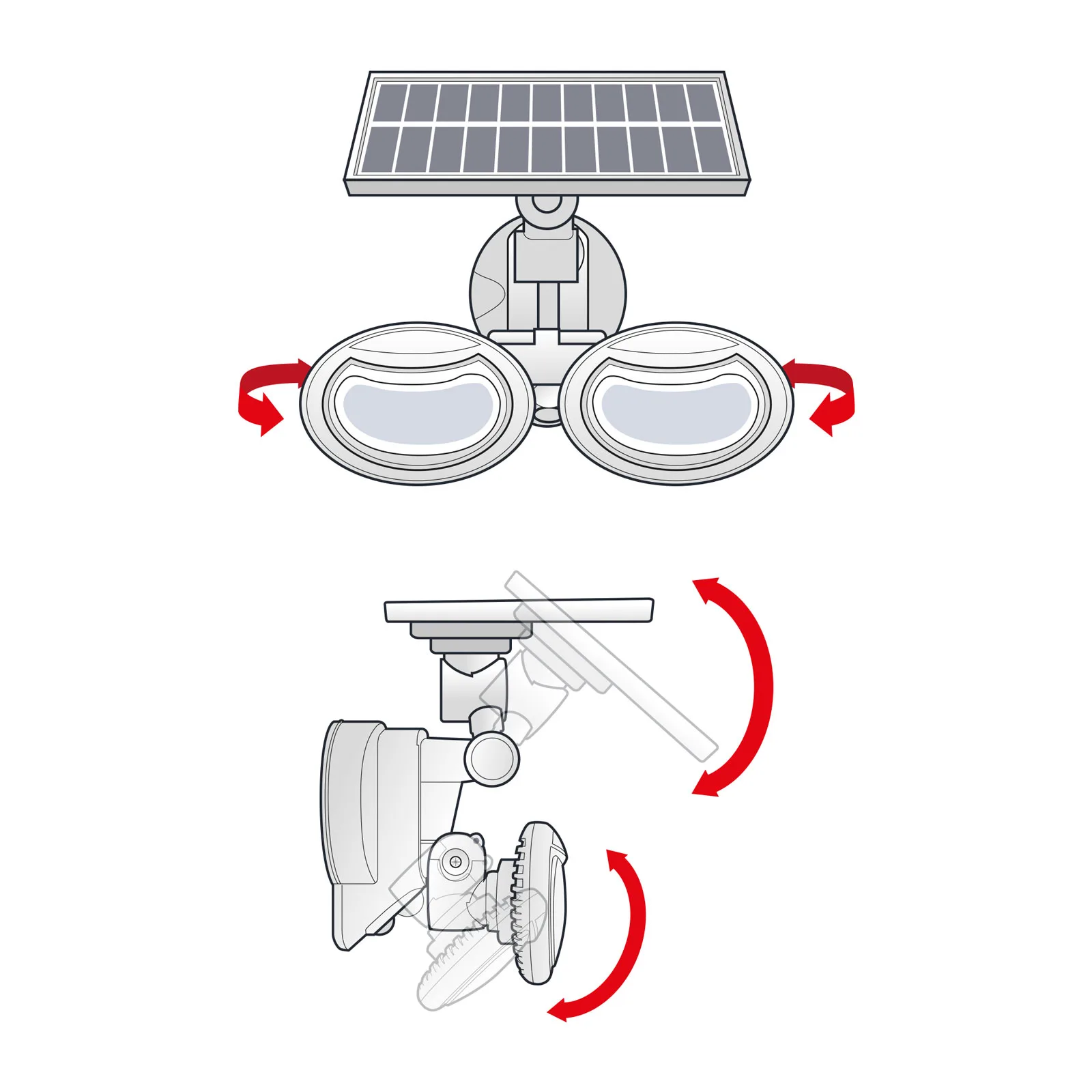 Solárny reflektor s pohybovým senzorom - otáčateľná hlava - 2 COB LED – Obrázok 3